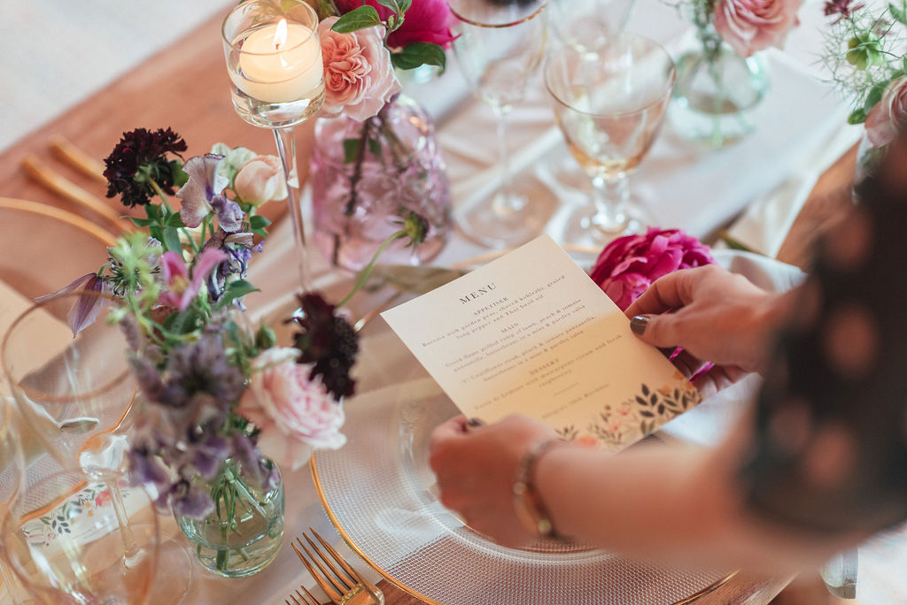 Hampshire tipi wedding menu cards