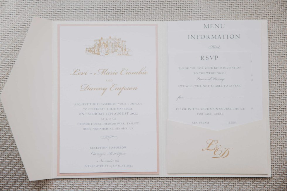Hedsor House wedding planner stationery