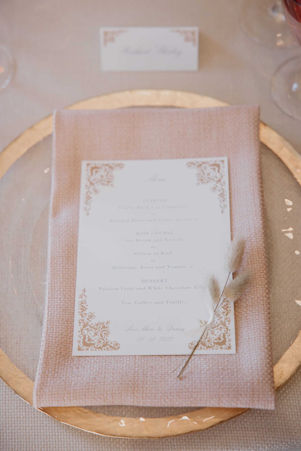 Hedsor House wedding planner place setting