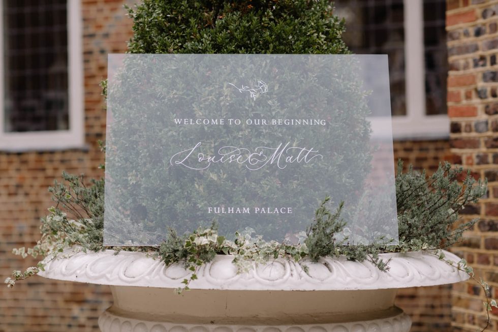 London Wedding Planner Fulham Welcome Sign